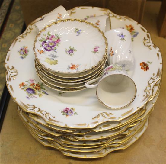 Set 10 Limoges plates & Dresden part coffee set